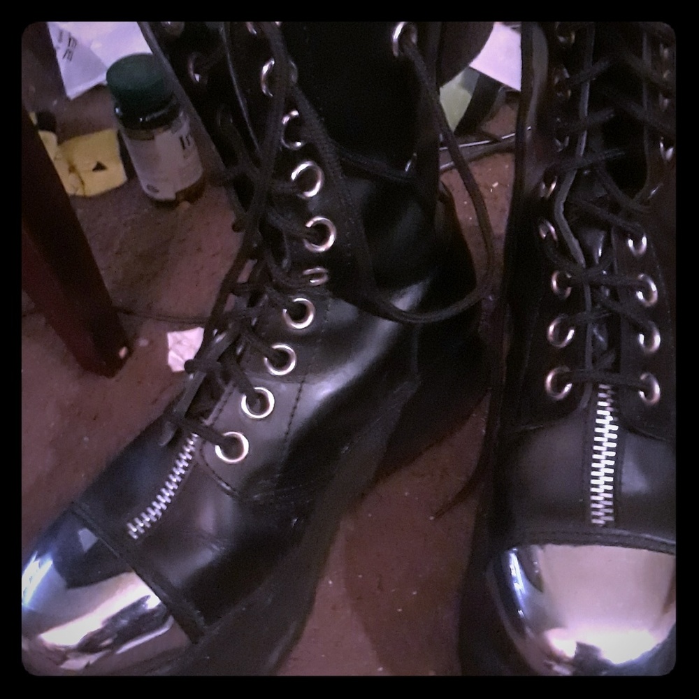 Demonia goth industrial steel toed boots